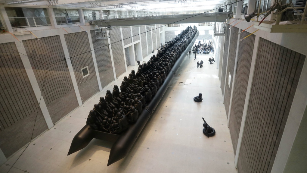 Ai Weiwei refugee installation in Prague