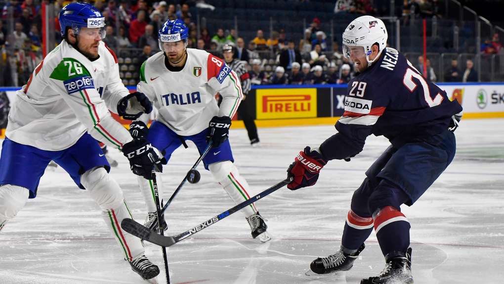U.S. shuts out Italy 3-0 for 3rd win at ice hockey worlds | CTV News