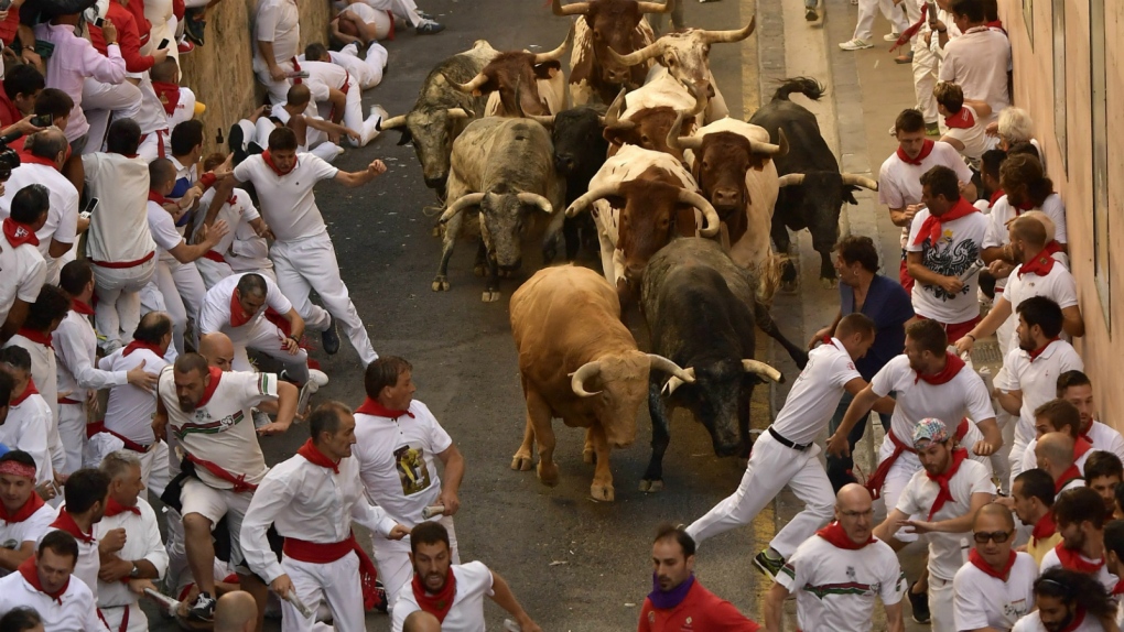 Running of the bulls in Pamplona