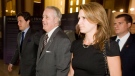 Former prime minister Brian Mulroney, second from left, arrives for the Spirit of Hope benefit with his son Mark, left, and daughter Caroline in Toronto Monday, May 31, 2010. THE CANADIAN PRESS/Darren Calabrese