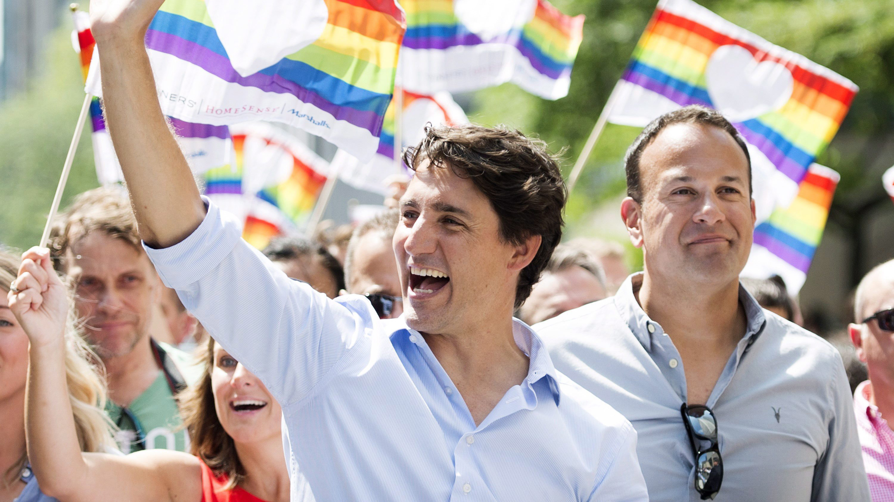 Image of justin trudeau with the gay pride flag