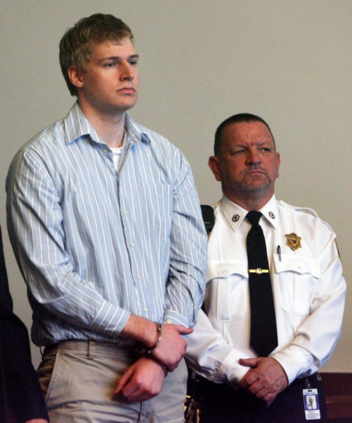 Boston University medical student Philip Markoff stands during his arraignment in Boston Municipal Court, Tuesday, April 21, 2009, in Boston. (AP / Mark Garfinkel, Pool)