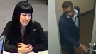 Security camera images of woman and man wanted in fraud investigation (Toronto Police Service)