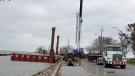 Crews preparing to begin the jetty project at Lakeview Park in Laekshore, Ont. (Courtesy Town of Lakeshore)
