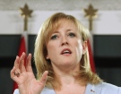 Natural Resources Minister Lisa Raitt responds to questions during a news conference after announcing that the Harper government plans to sell off parts of Atomic Energy of Canada Limited, in Ottawa, Thursday May 28, 2009. (Fred Chartrand / THE CANADIAN PRESS)