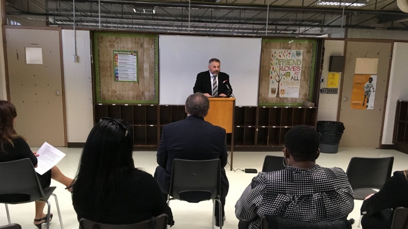 The Windsor Catholic board announces Christ the King grade school has applied to add an IB program in Windsor, Ont., on Thursday, April 26, 2018. (Stefanie Masotti / CTV Windsor) 