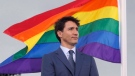 Prime Minister Justin Trudeau attends a pride flag raising ceremony on Parliament Hill in Ottawa on Wednesday, June 20, 2018. THE CANADIAN PRESS/ Patrick Doyle