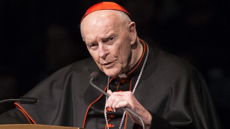 Cardinal Theodore Edgar McCarrick speaks during a memorial service in South Bend, Ind., on March 4, 2015. (Robert Franklin/South Bend Tribune via AP, Pool, File)