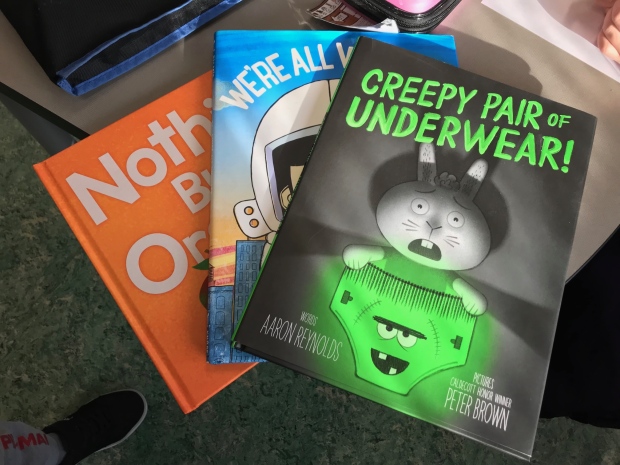 CTV News at Six anchor Erin Isfeld read Creepy Pair of Underwear by Aaron Reynolds to classes at Grovenor School on Tuesday, October 2, 2018.