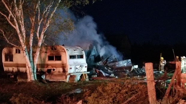 A home completely destroyed in a fire