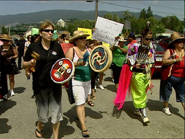 A joint anti-violence rally with the West Vancouver Police and Squamish Nation is held on July 12, 2009. 