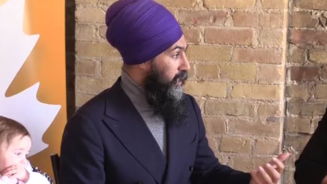 Federal NDP Leader Jagmeet Singh speaks in London, Ont. on Friday, March 8, 2019. (Gerry Dewan / CTV London)