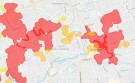 Map from London Hydro shows power outages in the city.