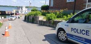 Montreal police are at the scene where a teenager fell into the St. Lawrence River. (image: Amanda Kline / CTV Montreal)