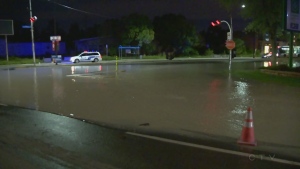 A water main break temporarily closed the intersection of Lacordaire and Leger Boulevards early Monday morning in Montreal North.