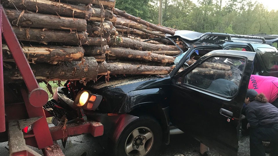Georgia driver rear-ended a log truck