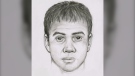 The RCMP has released this sketch of a man suspected of sexual assault in Burton in October 2017. (New Brunswick RCMP)