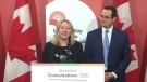 Minister for Middle-Class Prosperity Mona Fortier joined newly elected MP Irek Kusmiercyzk in Windsor on Tuesday, Jan. 14, 2019. (Ricardo Veneza / CTV Windsor)