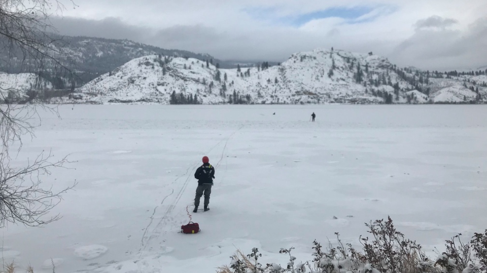 Conservation officers rescue deer from frozen Okanagan lake | CTV News
