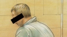 A sketch of D.B. in court on Wednesday, Sept. 16, 2009.