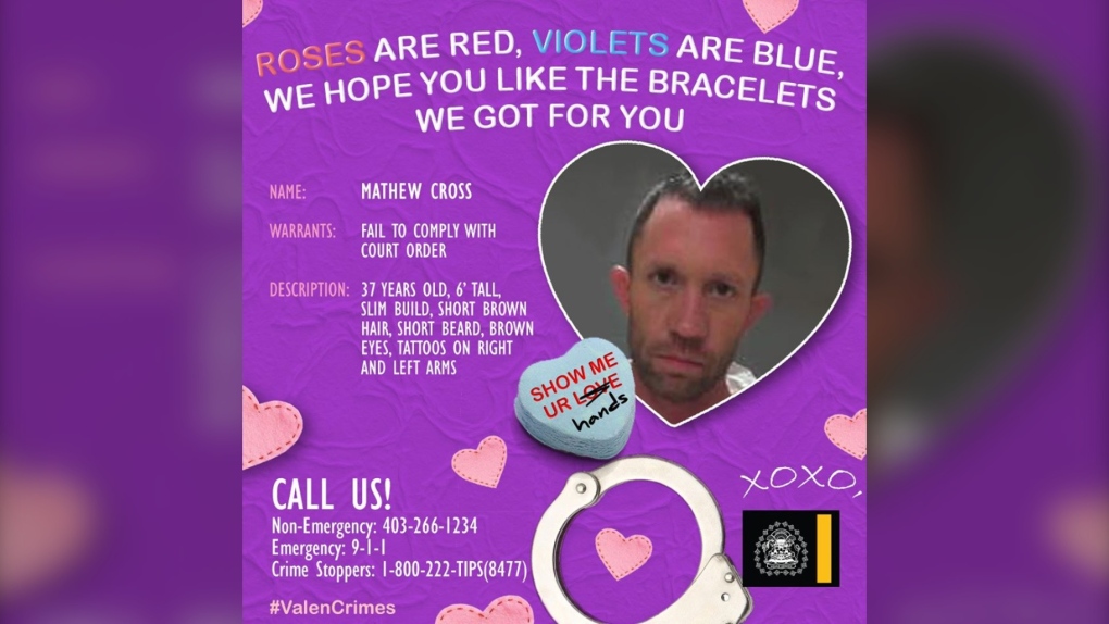 Valentine's, cards, warrant, wanted, Matthew Cross