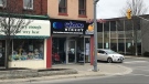 Police were called in after a robbery Gizmo Direct in downtown Woodstock, Ont. on Wednesday, March 11, 2020. (Sean Irvine / CTV London)