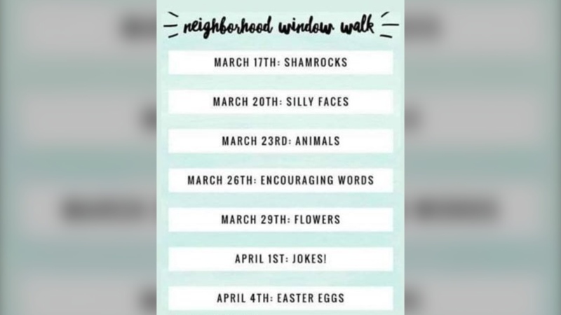 Community groups on social media have been sharing this image to coordinate new "window walks" for kids.