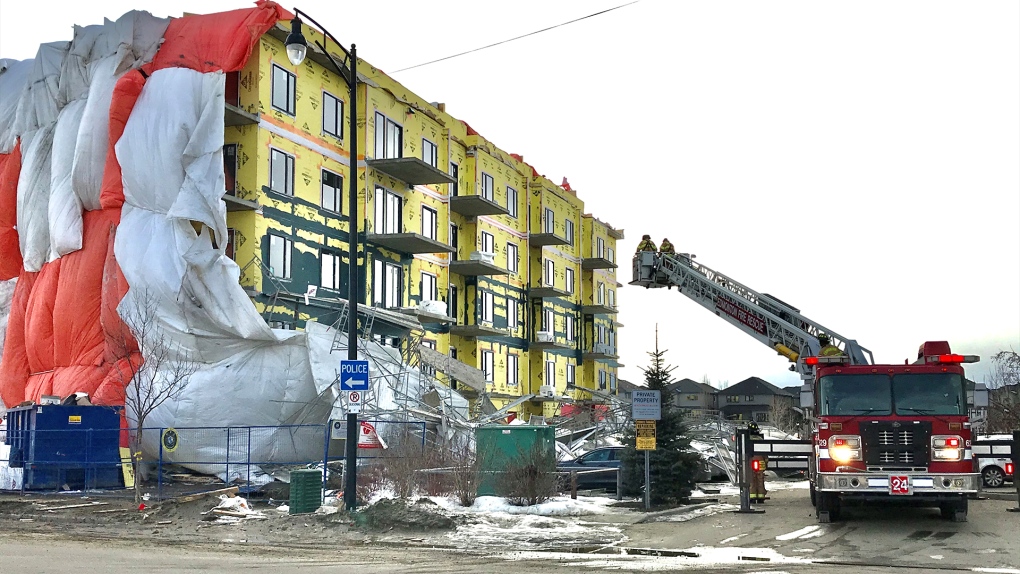 Scaffolding collapse at Edmonton construction site; emergency crews on