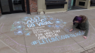As part of the 'Let Love Go Viral' campaign, Huron County, Ont. residents can have professional chalk art done for a donation.