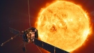 This handout illustration image released by The European Space Agency, shows an artist's impression of the Solar Orbiter in Space. (AFP)