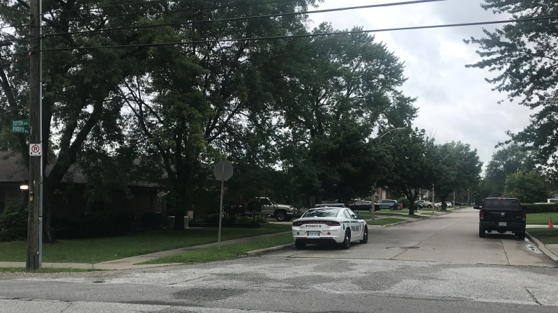 Windsor police investigating overnight property damage in Windsor, Ont. on Sunday Aug. 2 2020 (Angelo Aversa/CTV Windsor)