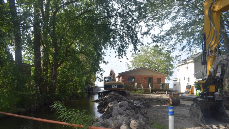 A 40-meter break wall, the first project with the help of the Town of Essex Shoreline Protection Program is underway in Essex, Ont.  (courtesy Town of Essex)