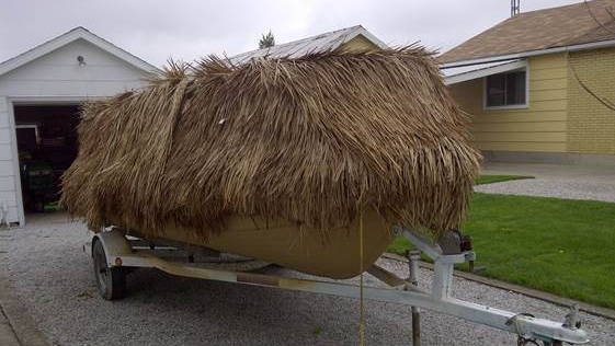 A 16-foot beige aluminum hunting boat. (Courtesy chatham-Kent police)