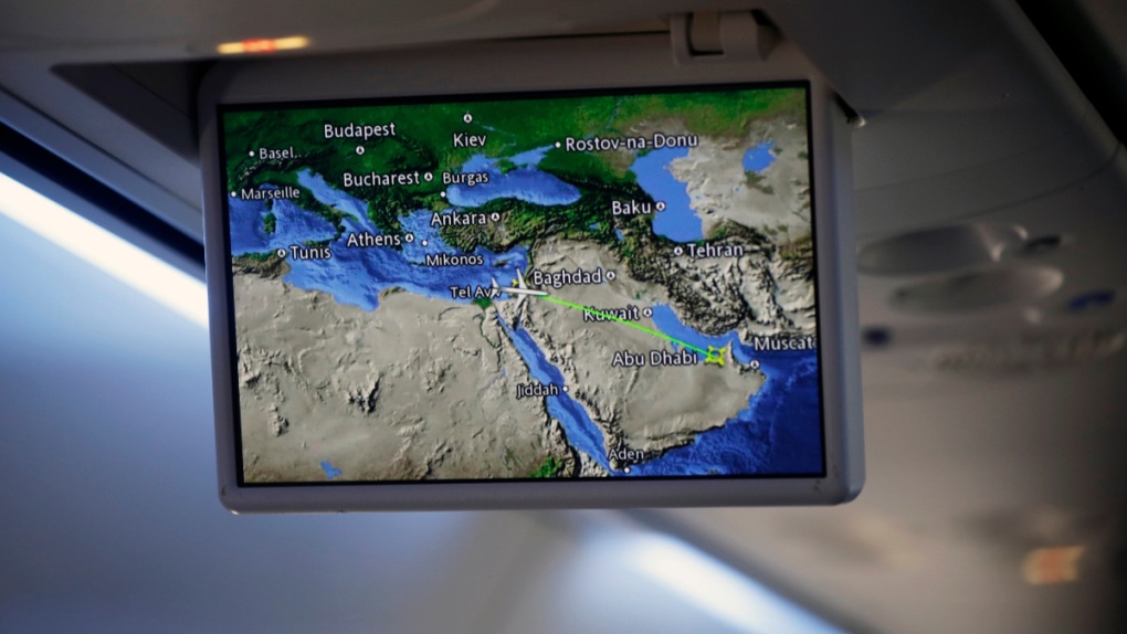 The route of an El Al flight to Abu Dhabi