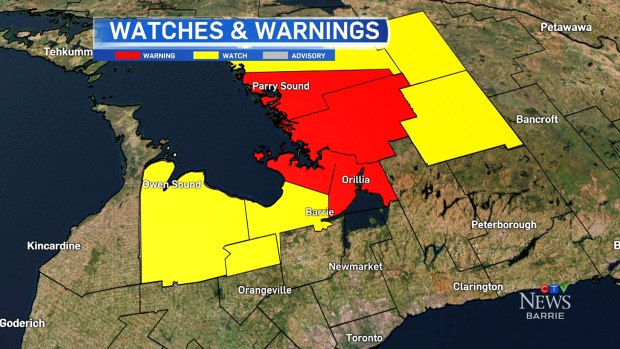 Severe Thunderstorm Warning Issued With Potentially Strong Winds | CTV News