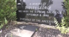 A memorial to Dudley George, an unarmed protester shot and killed at Camp Ipperwash, Ont. in Sept. 1995, is seen in Sept. 2020.