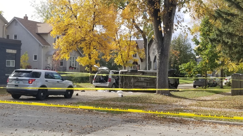 The scene of a deadly collision at Andrews Street and Boyd Avenue on Saturday, Sept. 26, 2020. (Source: Dan Timmerman/CTV News)