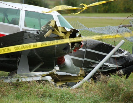 The pilot of a small aircraft escaped injury after making an emergency landing at the Rockcliffe Airport in Ottawa, Wednesday, Oct. 14, 2009. Viewer photo submitted by: Fred Gray 