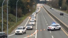 A long line of detoured traffic is pictured on the Pat Bay Highway around 4 p.m. Wednesday: (CTV News)