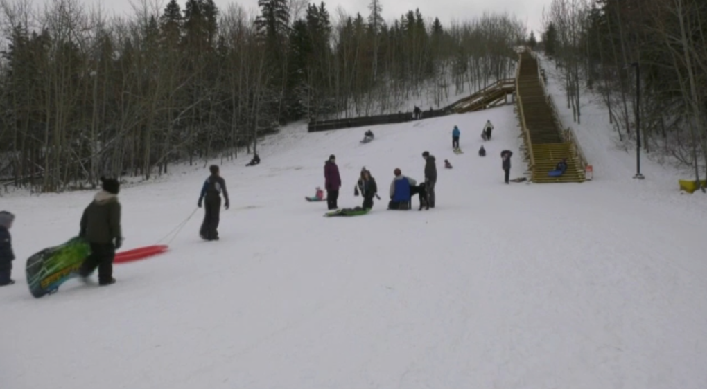 Sledding and tobogganing in Edmonton.