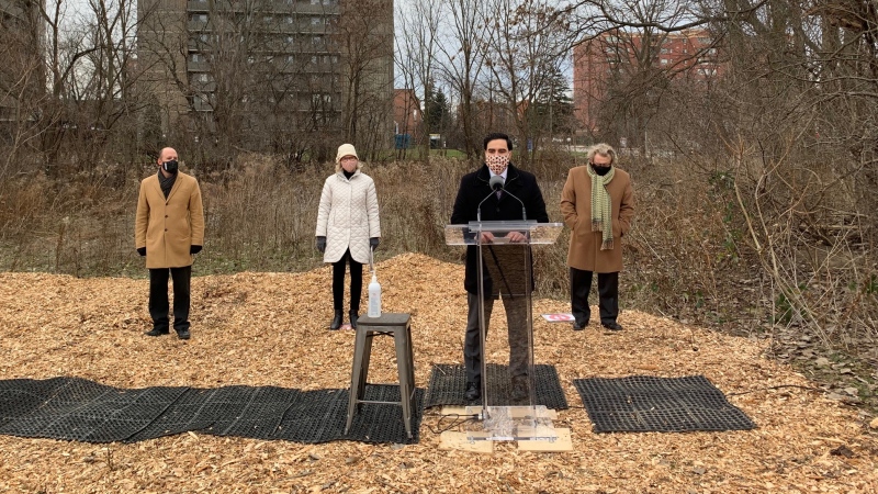 London North Centre MP Peter Fragiskatos speaks at a housing funding announcement in London, Ont. on Wednesday, Dec. 16, 2020. (Reta Ismail / CTV News)