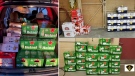 Police stopped a driver who was transporting 58 cases of beer on Highway 401 Wednesday. (OPP photo)