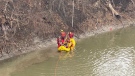 London Fire Department rescues a woman from the Thames River on Feb. 28, 2021. (London Fire Dept./Twitter)