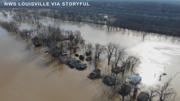 Drone footage of flooding in Louisville, Kentucky | CTV News