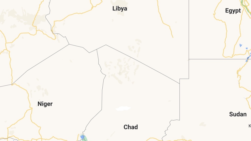 Map of Chad and Libya