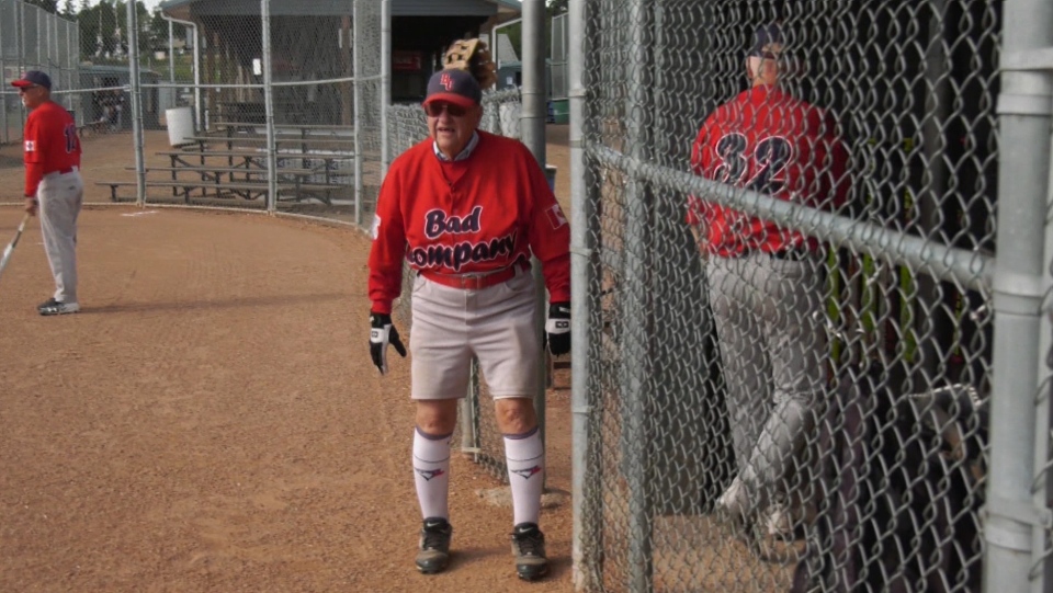 ‘It keeps me young’: 90-year-old slo-pitch catcher keeps coming back to