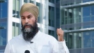 NDP leader Jagmeet Singh responds to questions during a news conference in front of a long-term care home in Mississauga, Ont. on Tuesday, August 24, 2021. THE CANADIAN PRESS/Paul Chiasson 