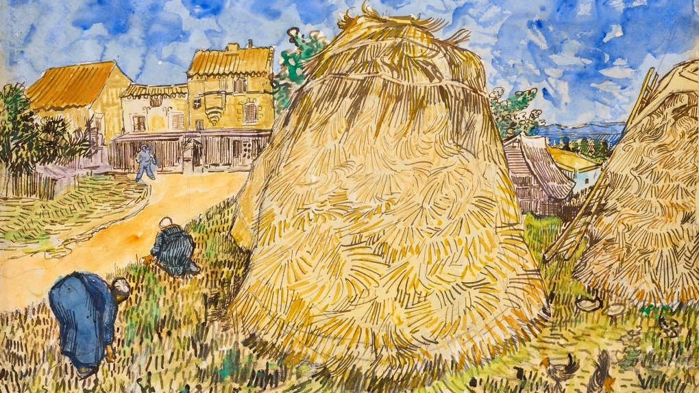 Vincent van Gogh's 1888 watercolour 'Wheatstacks'