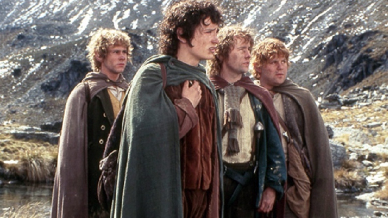 From left, Dominic Monaghan as Merry, Elijah Wood as Frodo, Billy Boyd as Pippin and Sean Astin as Sam perform in a scene from New Line Cinema's 'The Lord of the Rings: Fellowship of the Ring.' (New Line Productions, Pierre Vinet)