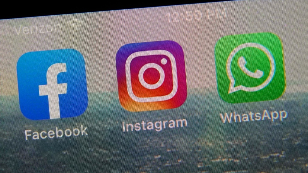 Facebook, Instagram, WhatsApp on a phone